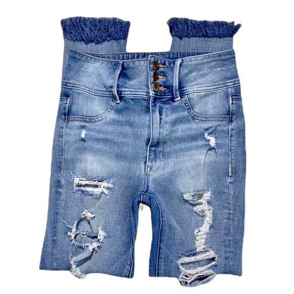 American Eagle Distressed Super High Rise Jegging - Frayed Hem - Ripped - size 2 - Picture 2 of 8